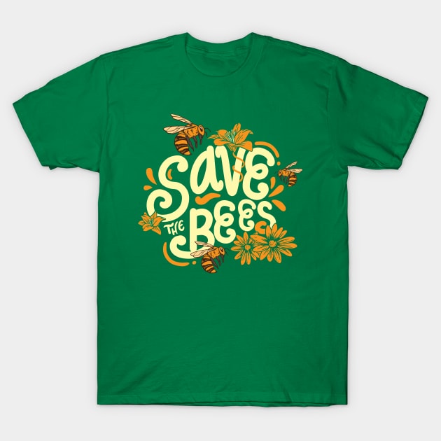 Save The Bees flowers nature honey bee lovers gift T-Shirt by Lomitasu